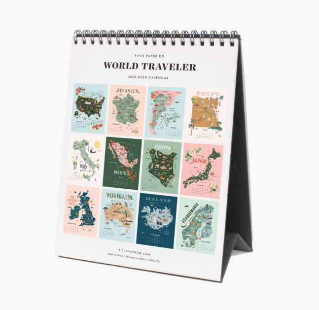 2023 world traveler desk calendar Pink Olive
