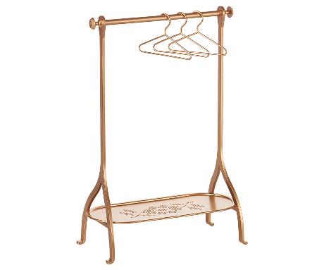Maileg Gold Clothes Rack INCL. 3 HANGERS – Pink Olive